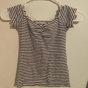 hollister off the shoulders striped baby tee